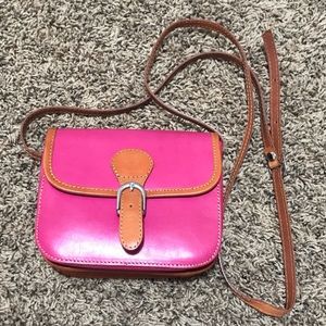 Vera Bella Pink Brown Genuine Italian Leather Bag